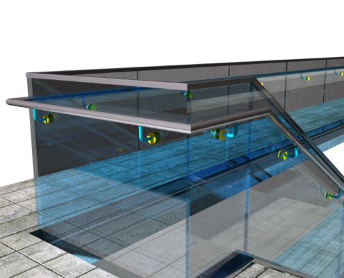 CADPROM Konstruktionsbüro in Neuss: Stahlbaukonstruktion, Treppen, Balkonanlagen, Industriehallen, Übergänge, Glasgeländer, Rampen, Bühnen